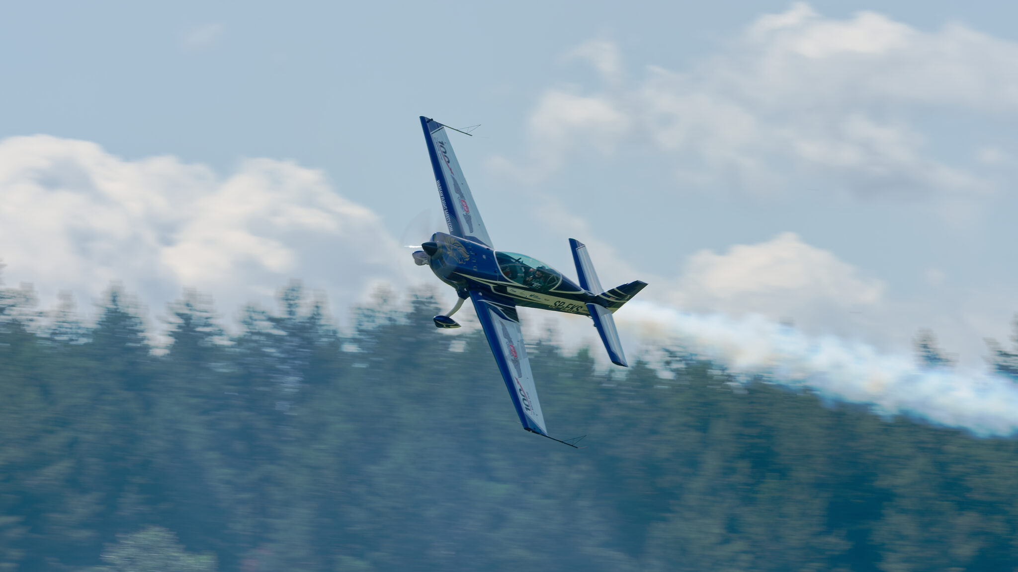 Extra 300L in a tight turn over the forest